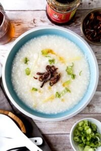 Warm congee breakfast for intuitive eating